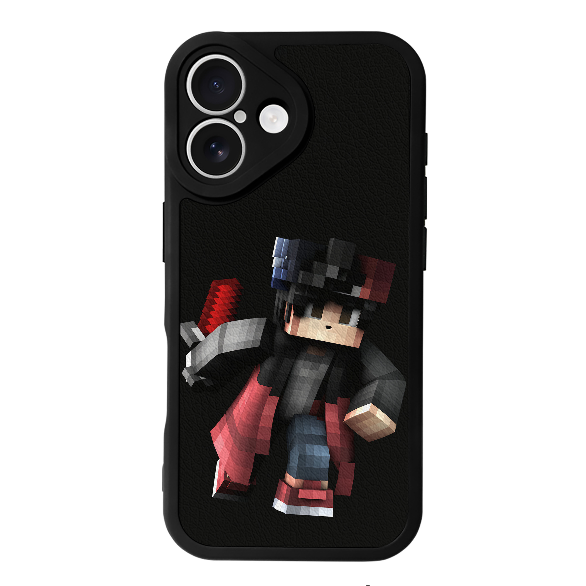 （画像用） マインクラフト ブロックの世界 Minecraft MC Block world 【iPhone 16シリーズ対応】シリコンスマホケース（レザー調） 材質：シリコン